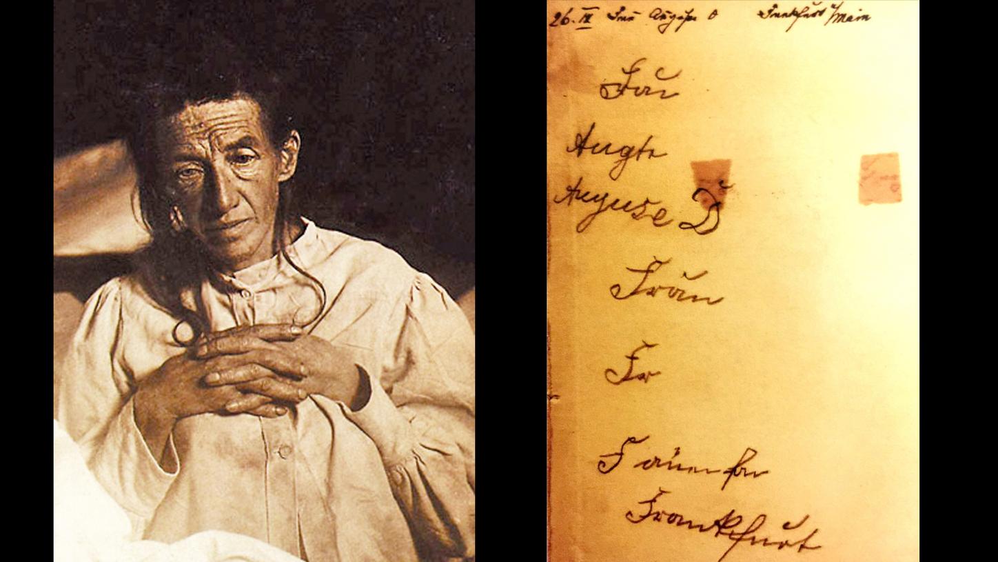 Portrait und Schriftprobe von Auguste Deter